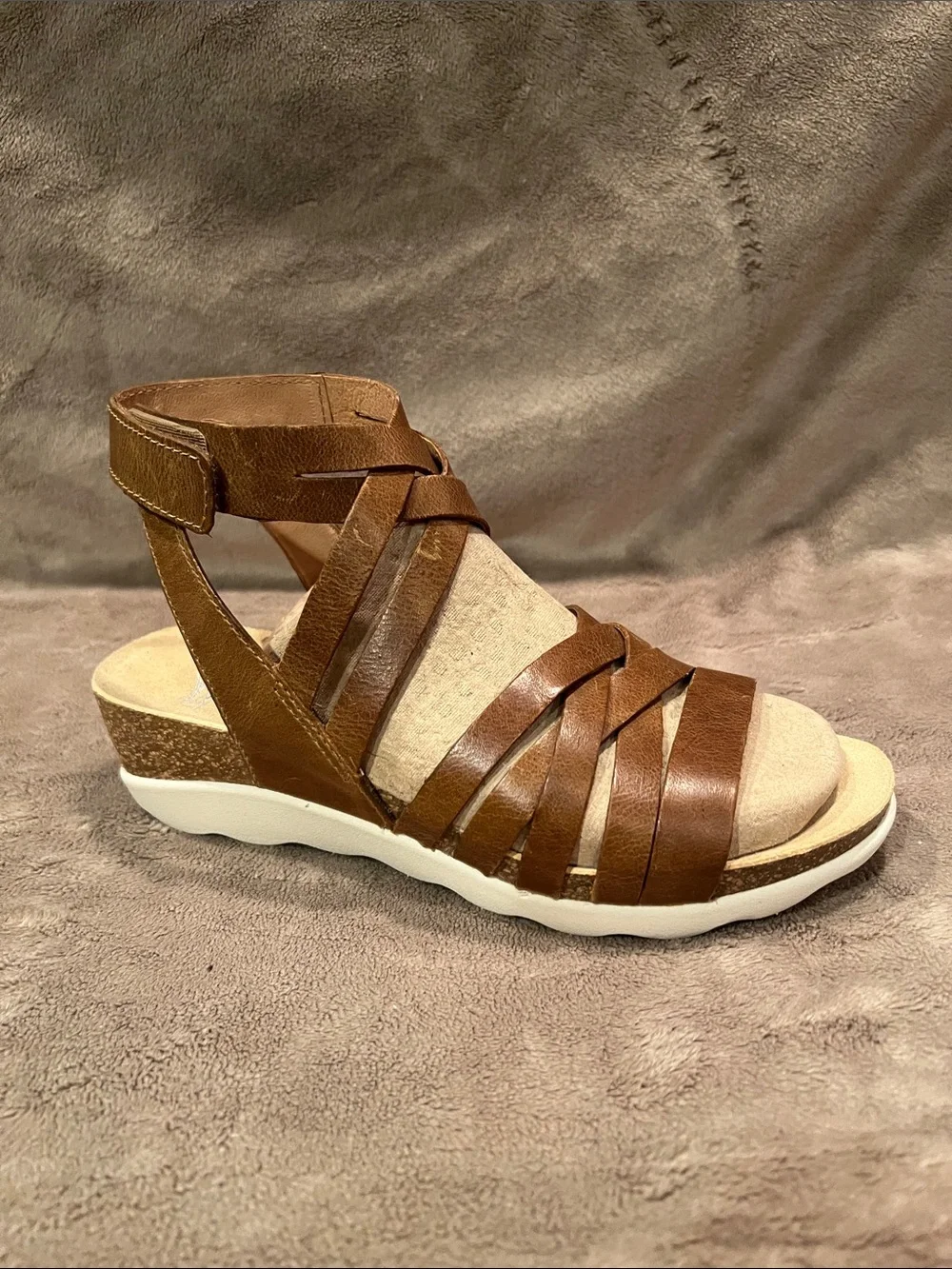Dansko Mirabella Brown Leather Strappy Wedge Sandal